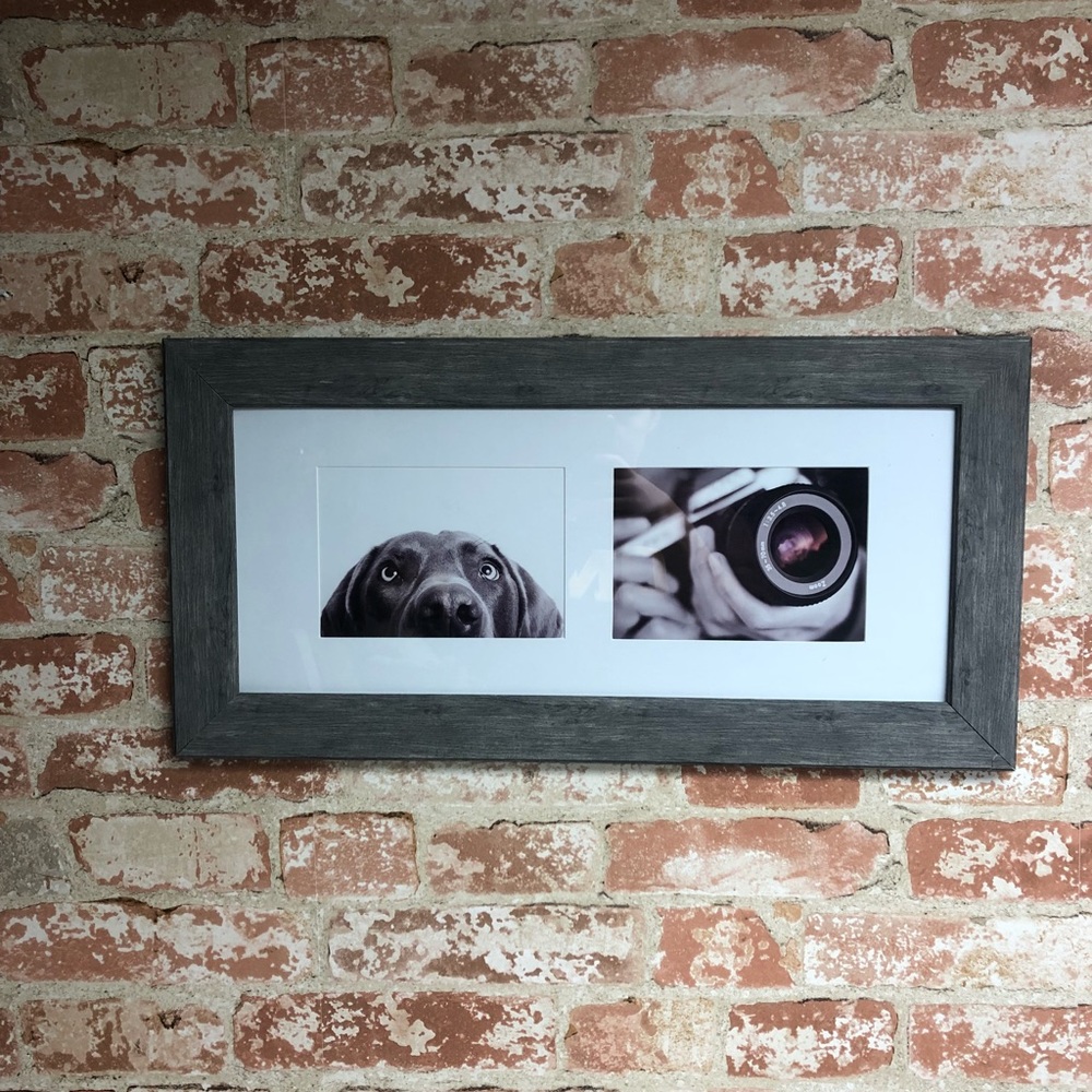 GREY WOOD PICTURE FRAME - Fits 2 Pictures